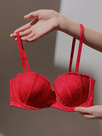 Lace Bra Set Women Floral  with Lace Bra Panty Lingerie Set Push up Fashion Sexy Gather Black Underwear