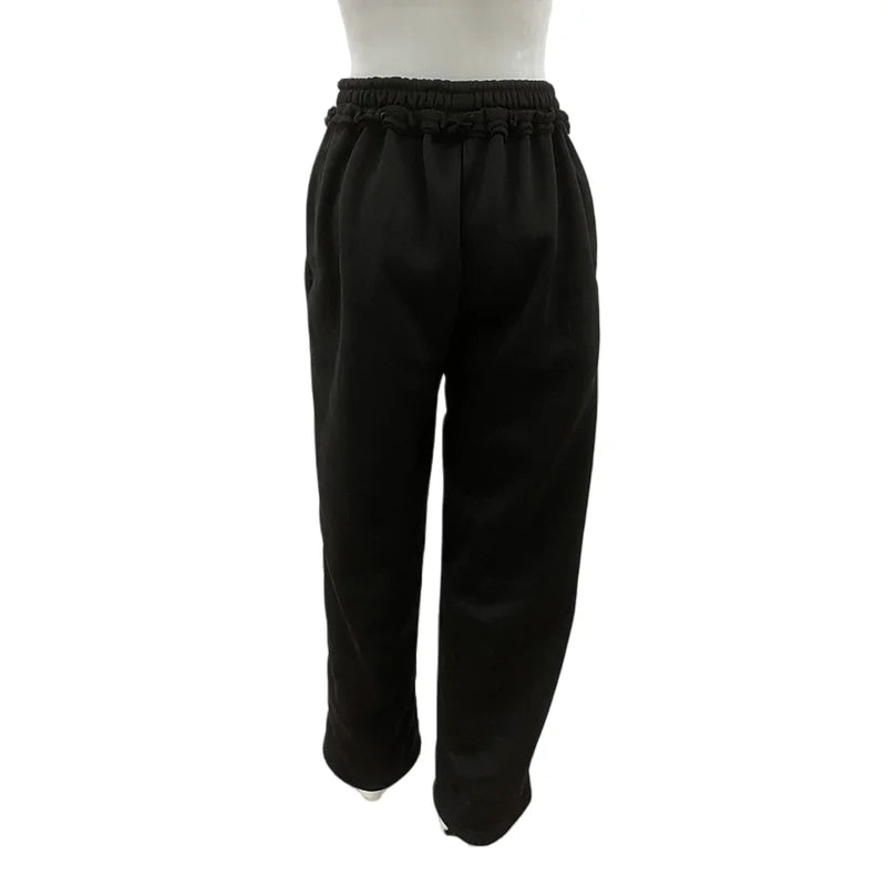 Men's Black Gothic Letter Print Wide Leg Sweatpants Y2K Streetwear Casual Trousers S-XL Summer New