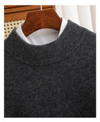 New Fashion Men's 100% Wool Pullover Half-high Collar Sweater Autumn Winter Warm Solid Color Knit Sweater Business Casual Top