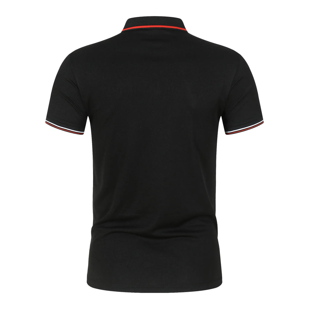 Summer Polo T Shirt Men's Solid Color Polo Shirt Short Sleeved T-shirt European and American Loose Stand Up Collar Casual Top