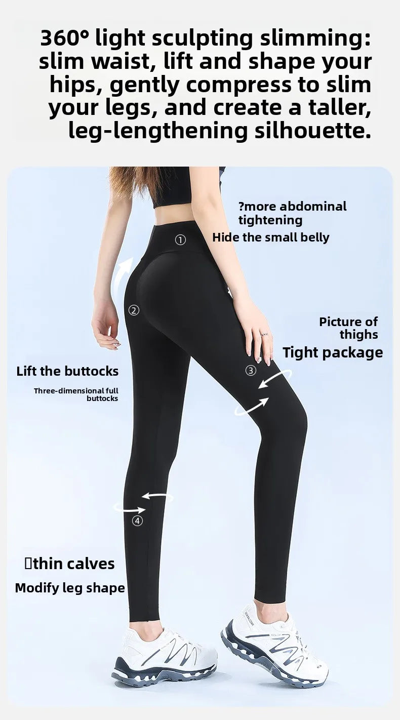 Ice Silk Shark Leggings Women High Waist Tummy Control Yoga Pants Buttery Soft Push Up Summer Thin Breathable Jeggings Workout
