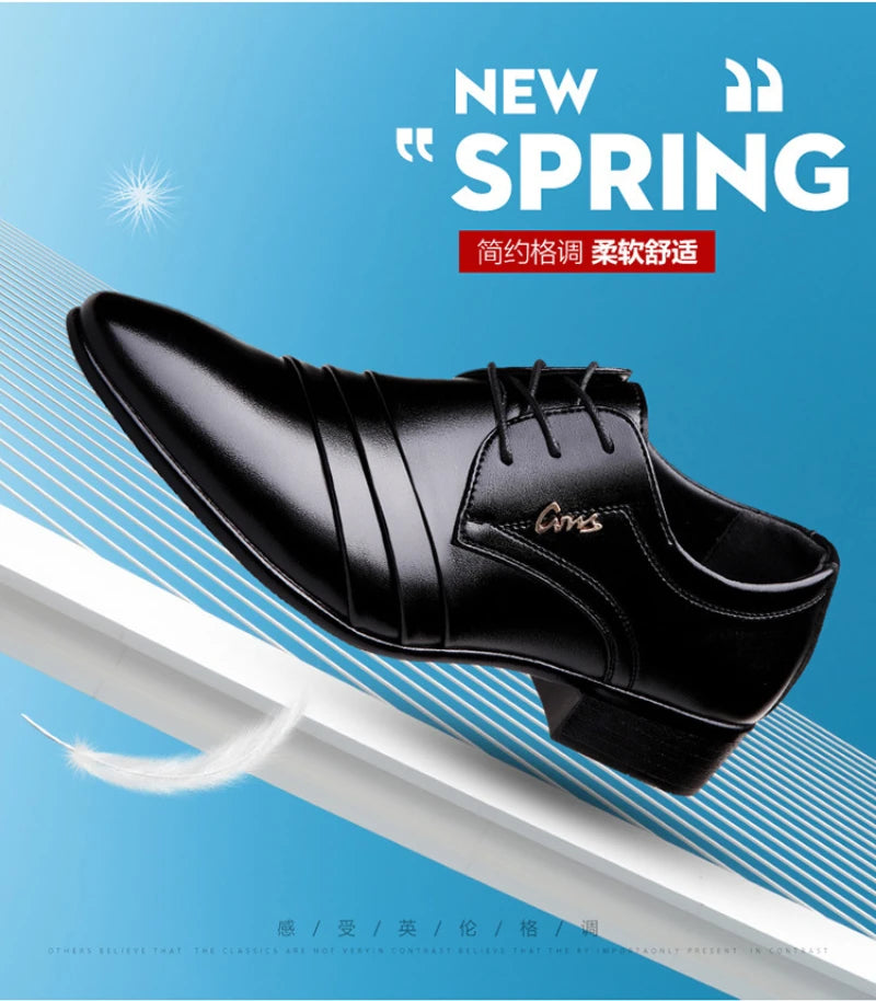 Mens Black Genuine Leather Cap Toe Lace Up Formal Business Office Groom Wedding Daily Wear Dress Shoes British Style Fashion