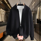 2026 Autumn Men's High Quality Comfortable Loose Solid Color Knitted Cardigan jacket Men's Fashion Trend Casual Sweater men