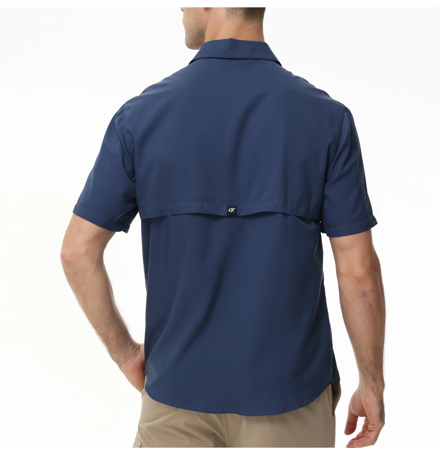 Summer Men's UPF 50+ Fishing Shirts, Lightweight Breathable Short Sleeve Cargo Shirt, Button Down Tactical Shirts Workout