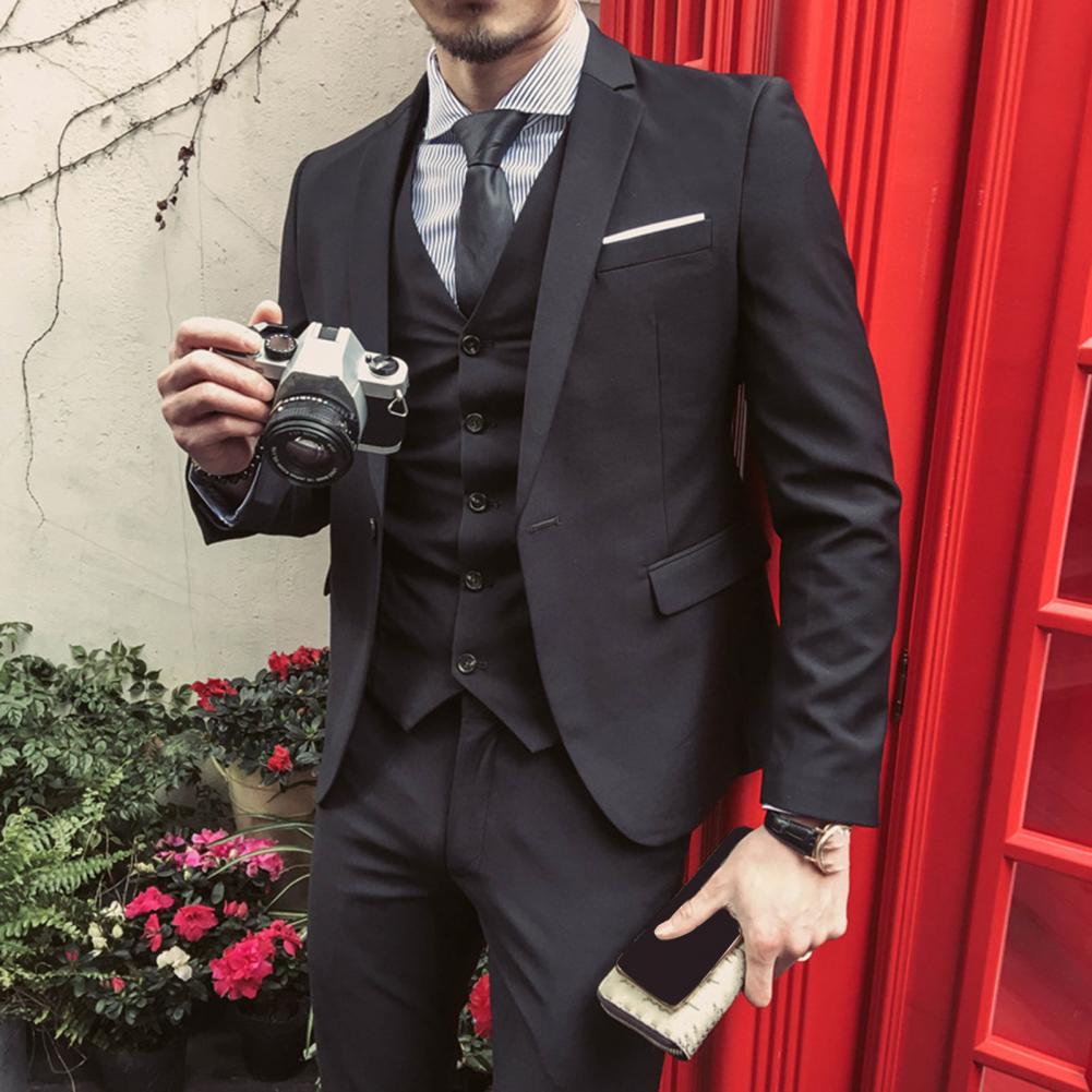Men Blazers 3Pieces Sets Wedding Formal Elegant Business Luxury Full Vest Pants Coats Classic Jackets Suit Coat Blazers Trousers