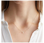 4MM Simulated-pearl Pendant Necklace for Women Dainty Stainless Steel Gold Color Necklace Women