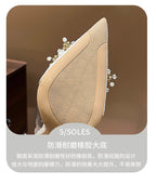 French Bride Gold Wedding Shoes spring women Thin Heel Pointed Shallow Mouth Flower Rhinodrill High Heels  Fashion Sandals