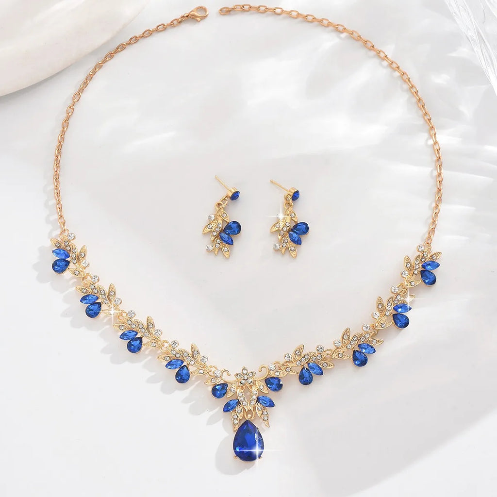3pcs New Fashion Necklace Sets for Women Waterdrop Collar Choker Necklace Earring Jewelry Set for Prom Birthday Bridal Wedding