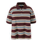 Summer Ladies Polo Shirts Woman Shorts Short Sleeve Brown Striped Vintage Clothes Polo Shirts Mujer Streetwear Crop Tops Casual