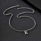 Vnox Simple A-Z Letter Necklace for Men, Waterproof Stainless Steel 26 Letters Pendant Necklace，Men’s Minimal Initial Necklace