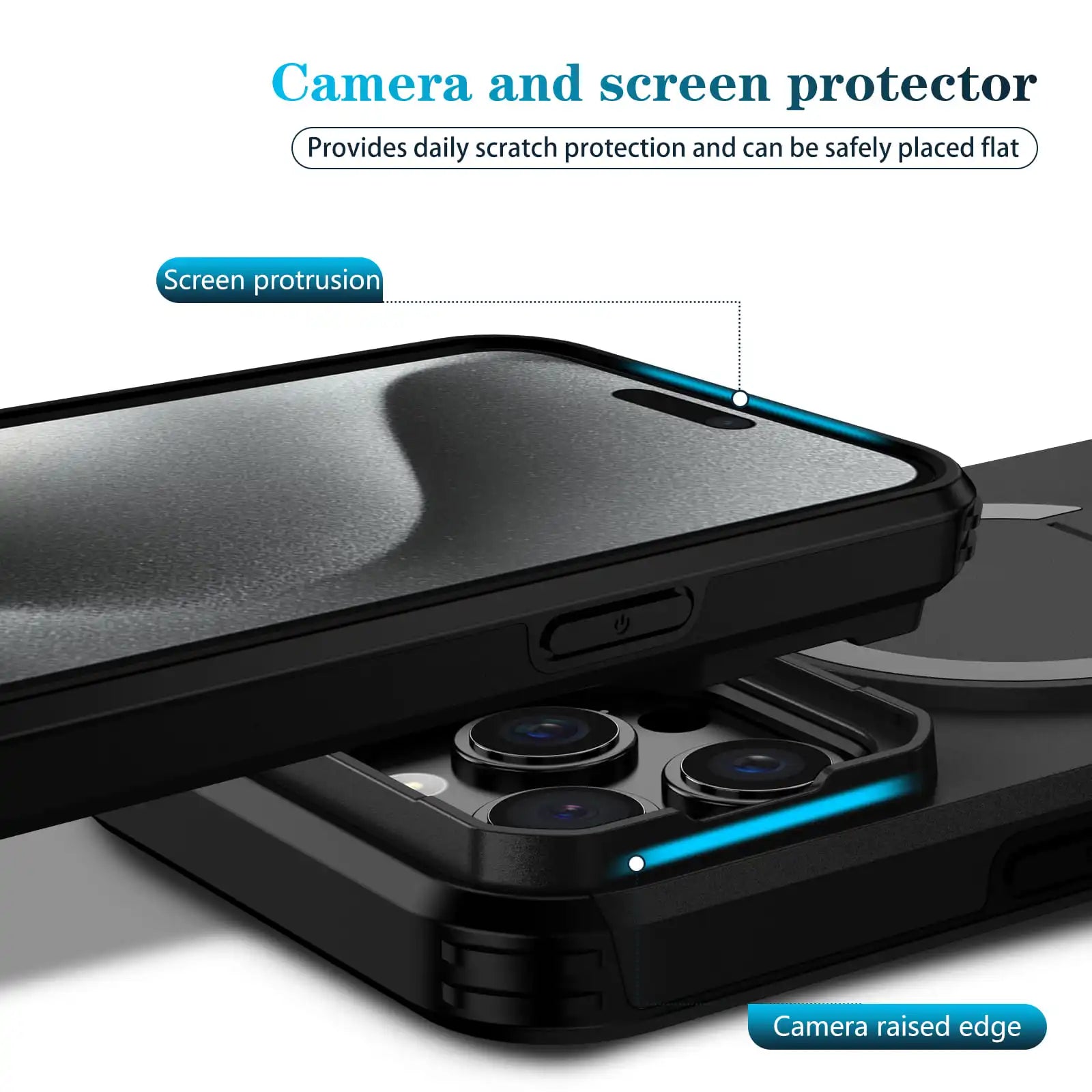 Wefor for iPhone 15/14/13/12/11 Pro Max 15 Plus Case with Camera Control Cover and Adjustable Kickstand,Compatible with Magnetic