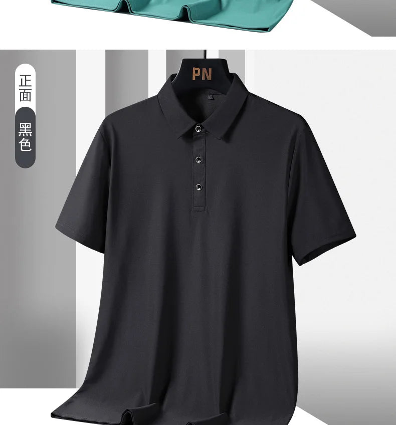 Summer Plus Size 7xl 8xl 9xl Polo Shirt Men Quick Dry Ice Silk Breathable Polo Men's Oversize Business Polo Shirt Brand Clothing