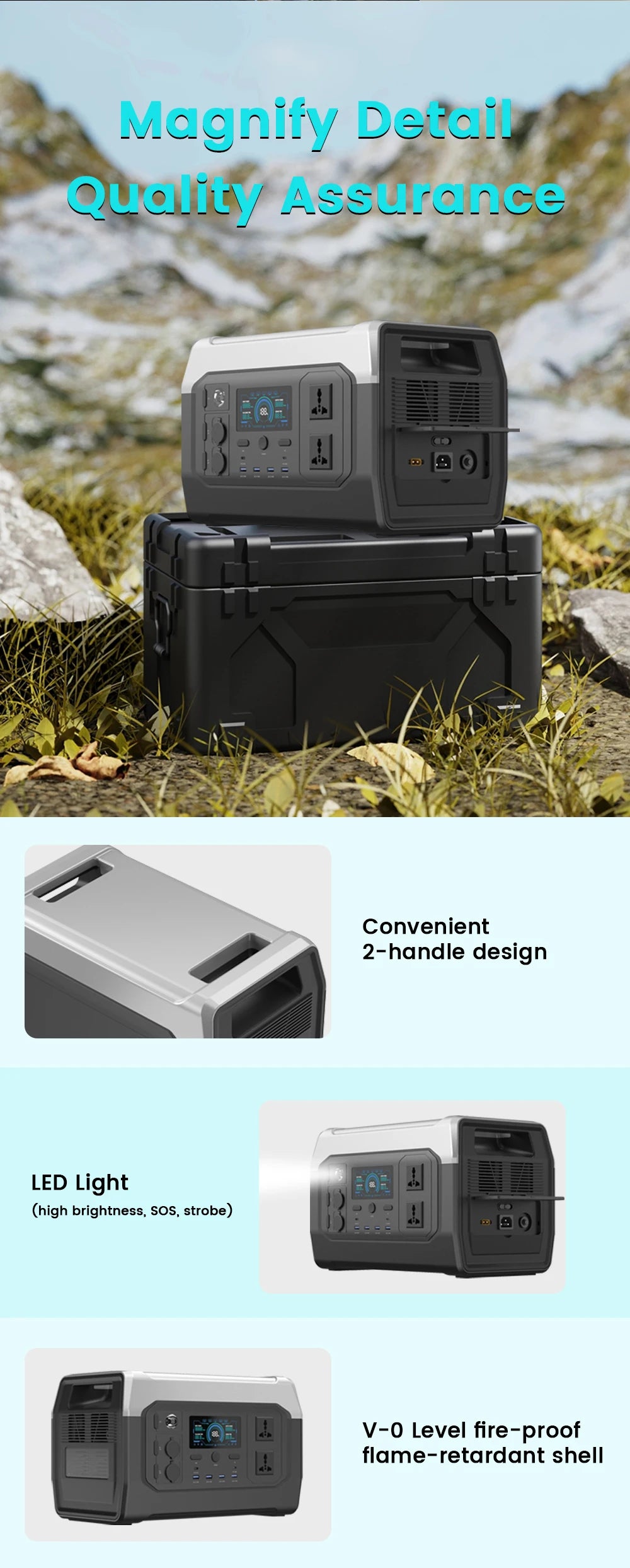2400W 1800W 500W Portable Power Station Outdoor UPS Function Pure Sine Wave Lifepo4 Batteries 220V портативная эле