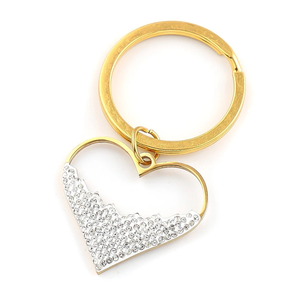 Crystal Love Heart Pendant Necklace Choker for Women Stainless Steel Gold Color Blade Chain Necklaces Jewelry Valentines Gifts