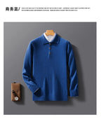 Autumn And Winter New 100 Pure Wool Sweater Men's POLO Collar Button Loose Pullover Sweater Cashmere Knitted Bottoming Shirt