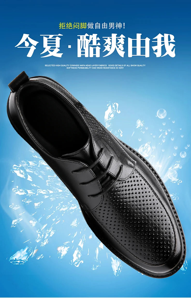 2026 Summer Hollow Out Breathable Deodorant Genuine Leather Business Dress Shoes British Style High-end Formal Shoes Hot Sale