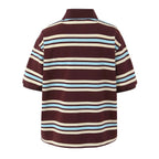 Summer Ladies Polo Shirts Woman Shorts Short Sleeve Brown Striped Vintage Clothes Polo Shirts Mujer Streetwear Crop Tops Casual