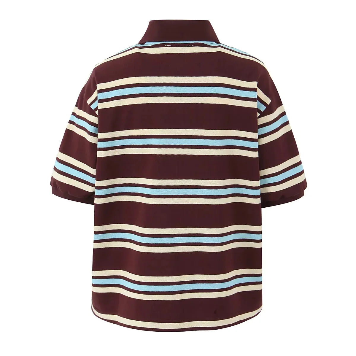 Summer Ladies Polo Shirts Woman Shorts Short Sleeve Brown Striped Vintage Clothes Polo Shirts Mujer Streetwear Crop Tops Casual