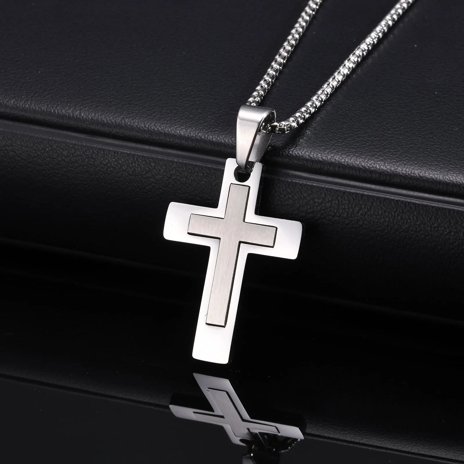 Cross Pendant Necklaces for Men Boys,Waterproof Stainless Steel Necklace,Christian Religious Faith Prayer Jewelry Gift