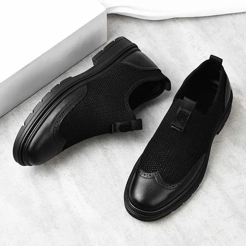 2026 New Men's Soft Leather Shoes Sandals Business British Style Groom Wedding Suit Perforated Breathable Anti-Slip