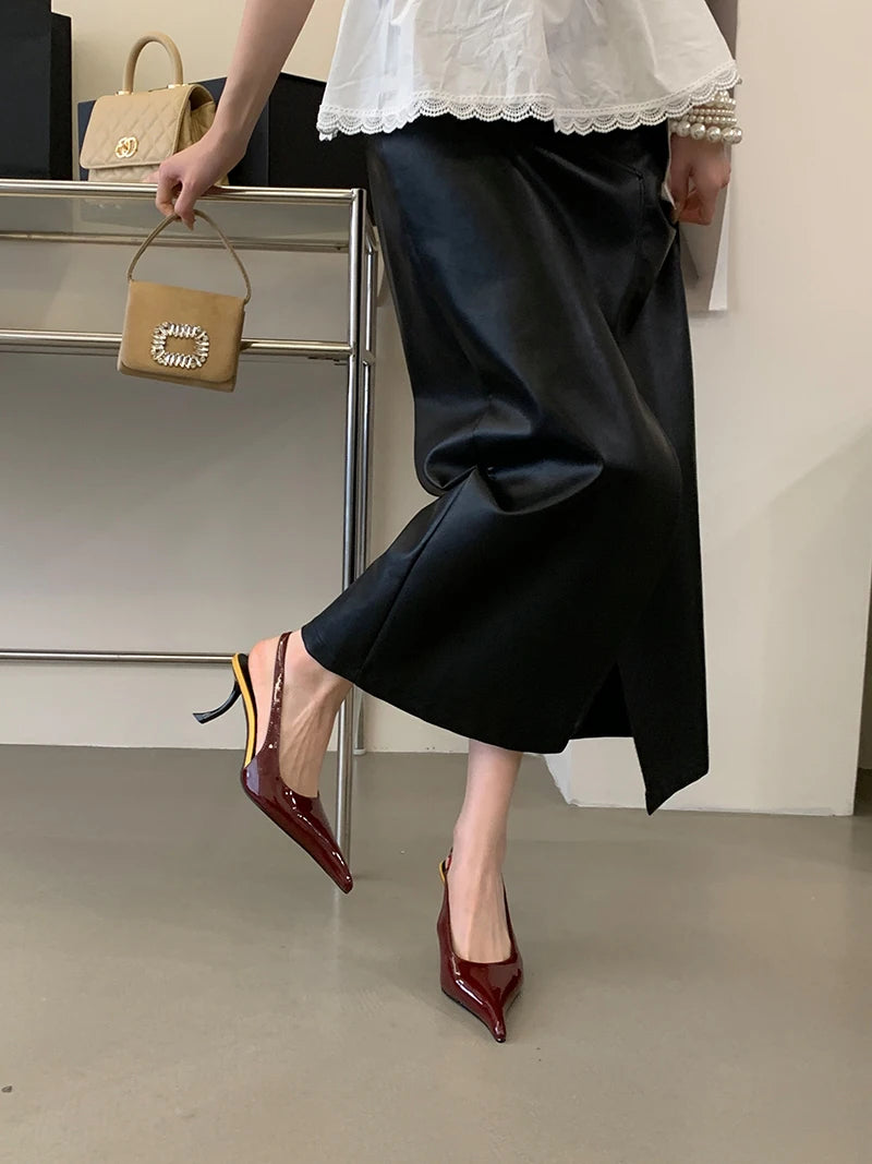 Women's Designer Heels Patent Leather Pointed Toe Sculptural Thin High Heels Sandals Pumps Runway Chic Luxury Party Dress Shoes