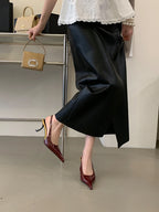 Women's Designer Heels Patent Leather Pointed Toe Sculptural Thin High Heels Sandals Pumps Runway Chic Luxury Party Dress Shoes