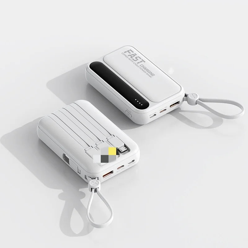 10000/20000mah Power Bank  4 in1 Built in Cables Intelligent Digital Display Light Portable Battery for IPhone Android Phone