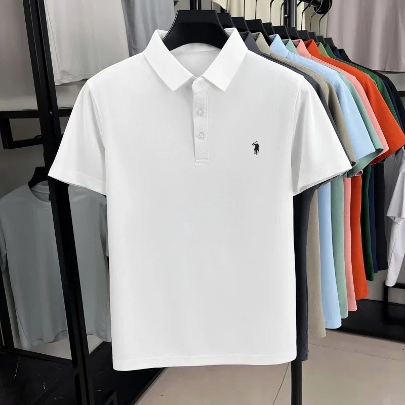 Luxury brand pony embroidered short sleeve men's polo shirt new business casual breathable summer comfort high-end Paul T-shirt