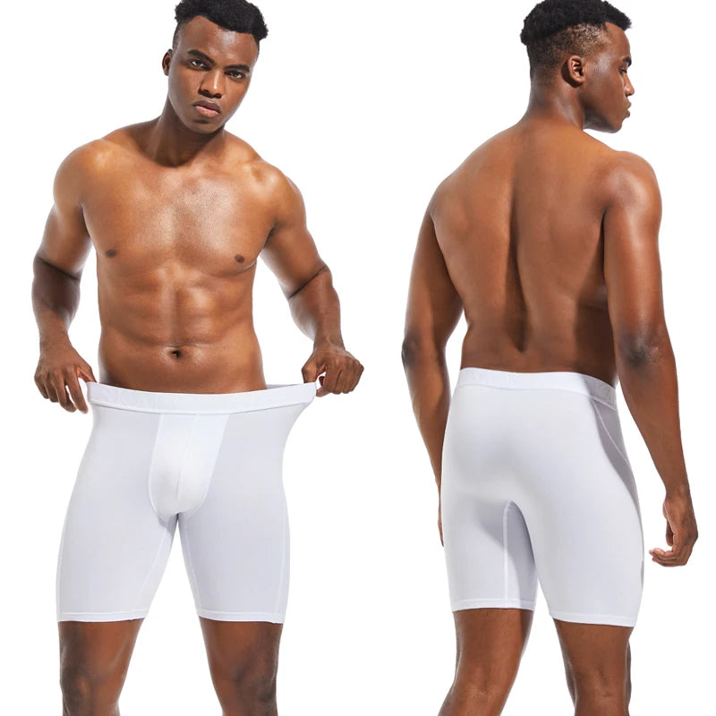 4pcs Long Men's Underpants Sports Leggings Boxer Shorts Mens Polyester Underwear Man Quick-Drying Boxer for Men Bottom Shorts
