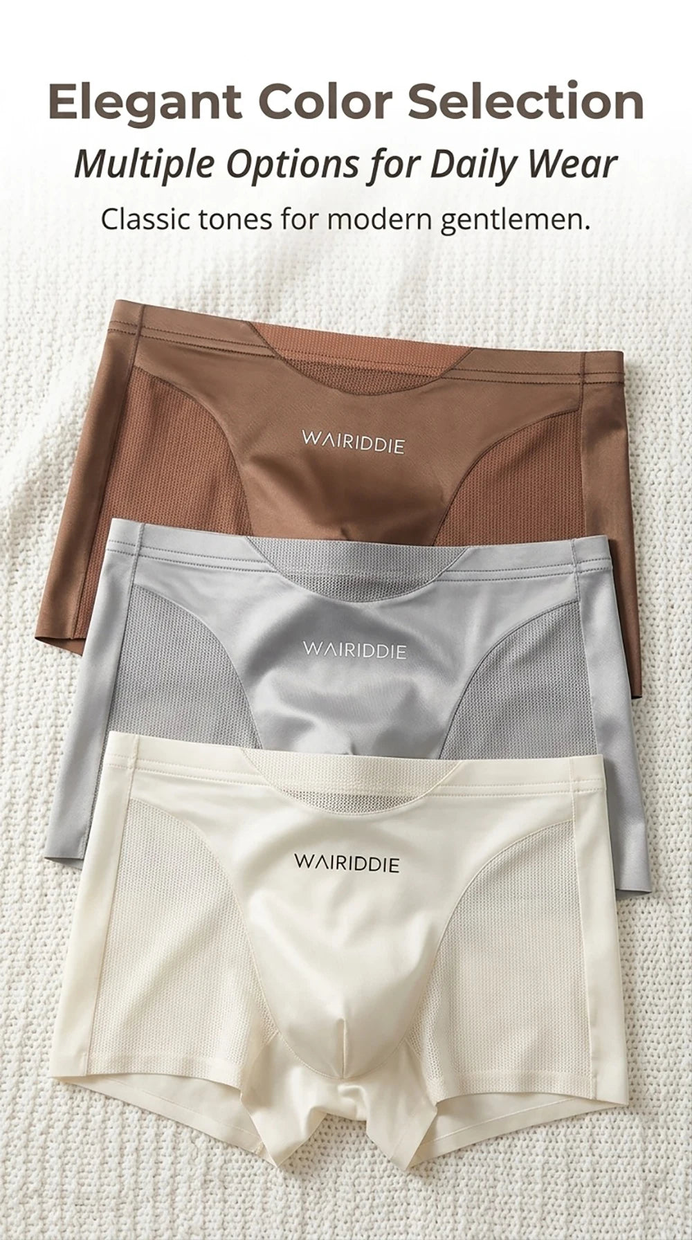 1/3PCS Luxury Satin-like Ice Silk Men Underwear Cool Breathable Double-side Mesh Men's Panties High Elastic Seamless Lingeries