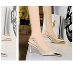 Elegant Women Green High Heel Velvet Pumps Wedding Party Slingback Sandals Metal Pointed Toe Hollow Buckle Wine Red Shoes