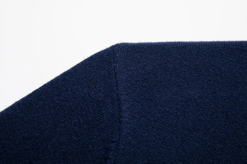 Men's 100% Mink Cashmere Large Size Sweaters Autumn Winter Solid POLO-neck Casual Knit Pullovers Long Sleeve Warm Jumper to