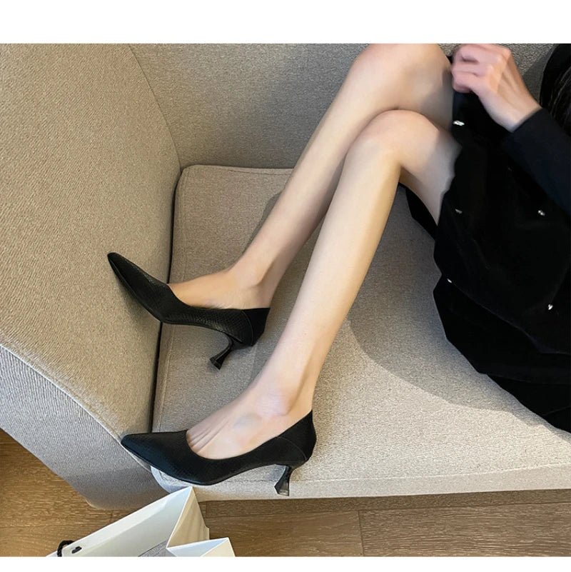 Beige Pointed Toe Kitten Heel Pumps Slip On Dress Shoes Comfortable Non Slip For Business Office Wedding Party Daily Wear  New