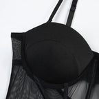 Mesh  Lingerie Luxury Brand Bodysuit Backless Tops for Women 3 Piece Lingerie Set with Garter Sexydresses for Women