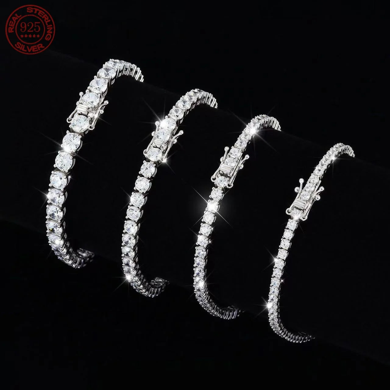 100% Real Moissanite Tennis Bracelet 925 Sterling Silver Plated 18K Gold with GRA Bracelet for Women Man Sparkling Party Jewelry