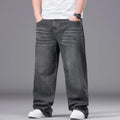 FENROOST Plus Size Men's High Waist Straight Leg Jeans Four Seasons Loose Baggy Denim Trousers Casual Versatile Long Pants New