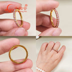 Pink Color 2mm Round Moissanite Full Eternity Ring Band Yellow / Rose Gold Plated S925 Silver Diamond Engagement Jewelry