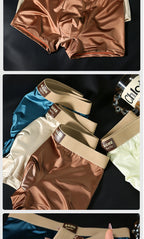 3PCS/Pack Luxury Ice Silk Satin-like Men's Panties Super Soft Boxer Homme Cool Breathable Comfortable Man Underwear Underpants