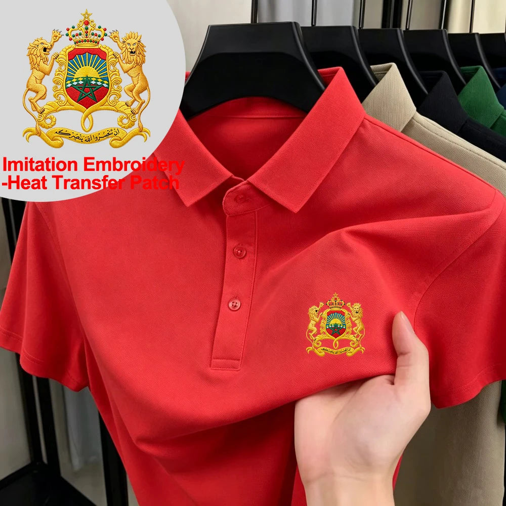 Morocco Coat Of Arms Print Polo Shirts Male Basic Short Sleeve Tops Summer Comfortable Lapel T-Shirt Casual Sporty Mens Clothes