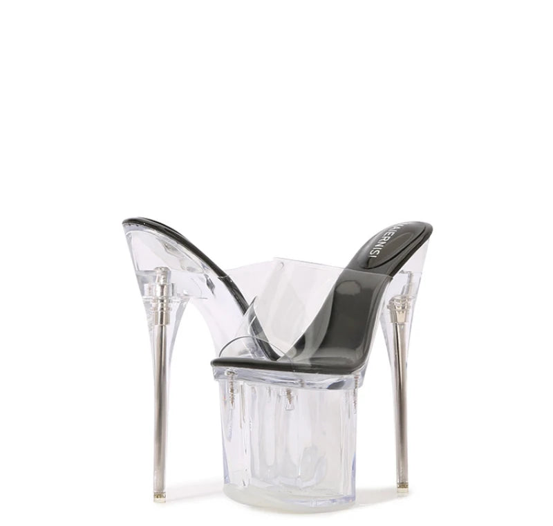 Fashion Crystal Car Model Nightclub Princess Extra Slim Heels Waterproof Platform Hatred Sky High Transparent Super High Sandals
