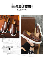 New 2025 Summer Men Casual Slip On Dress Shoes Black Brown British Style Platform Men Driving Loafers Shoes