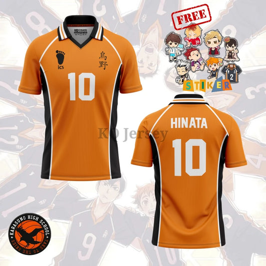 Hot Custom Name Haikyuu Karasuno High Hinata 10 Jersey Men Women Anime Volleyball Uniform Short Sleeve V-Neck Polo Sport T-Shirt