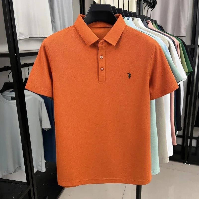 Luxury brand pony embroidered short sleeve men's polo shirt new business casual breathable summer comfort high-end Paul T-shirt