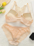 Hot selling 2-piece set of sexy red front button braissere beautiful back butterfly fashion bra push up women's set A2120