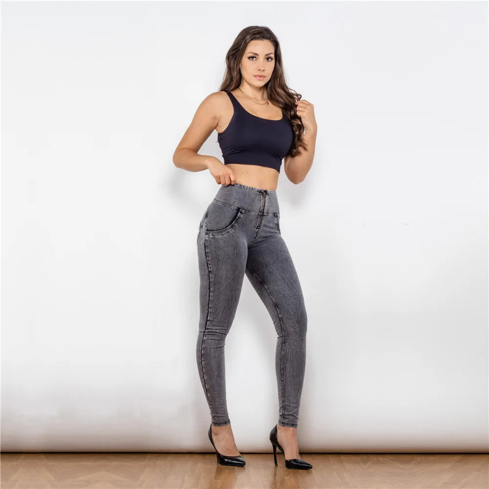 Shascullfites Melody High Waist Jeans For Women Slim Stretch Denim Jeans Bodycon Push Up Butt Liftins Gray Skinny Jeans