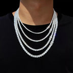 Hip-Hop 1 Row Cz Tennis Chain Necklace Cubic Zircon Iced Out 3Mm 4Mm 5Mm 6Mm 18/K Rapper Necklace Drop Shipping Luxury Jewelry